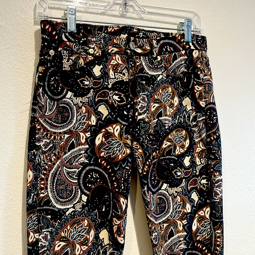 7 For All Mankind Paisley Skinny Pants - Black, Brown, Cream